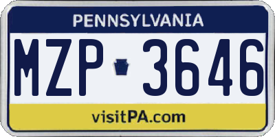 PA license plate MZP3646