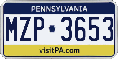 PA license plate MZP3653
