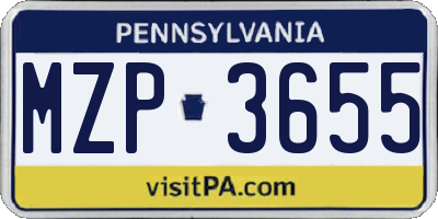 PA license plate MZP3655