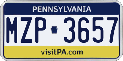 PA license plate MZP3657