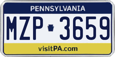 PA license plate MZP3659