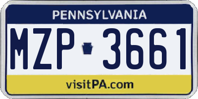 PA license plate MZP3661