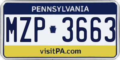 PA license plate MZP3663