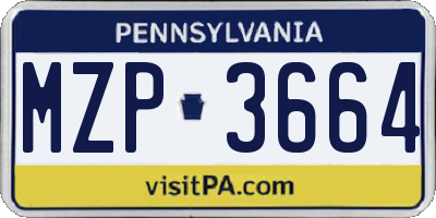 PA license plate MZP3664