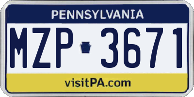 PA license plate MZP3671