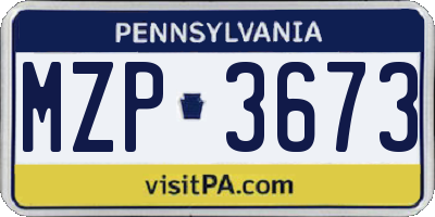 PA license plate MZP3673