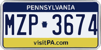 PA license plate MZP3674