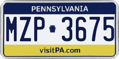 PA license plate MZP3675