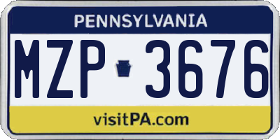 PA license plate MZP3676