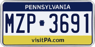 PA license plate MZP3691