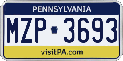PA license plate MZP3693