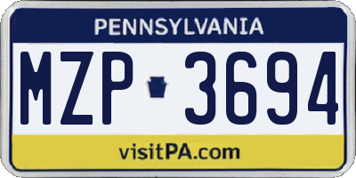 PA license plate MZP3694