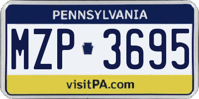 PA license plate MZP3695
