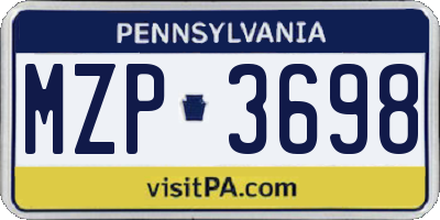 PA license plate MZP3698