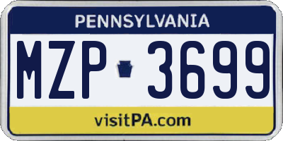 PA license plate MZP3699