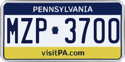 PA license plate MZP3700