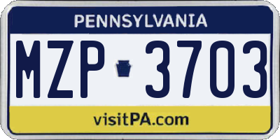 PA license plate MZP3703