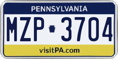 PA license plate MZP3704