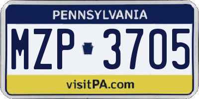 PA license plate MZP3705