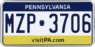 PA license plate MZP3706