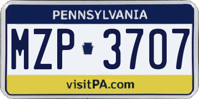 PA license plate MZP3707