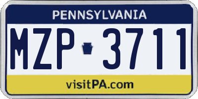 PA license plate MZP3711