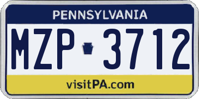PA license plate MZP3712