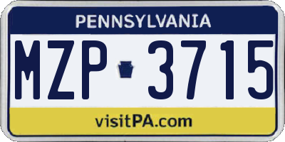 PA license plate MZP3715