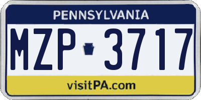 PA license plate MZP3717