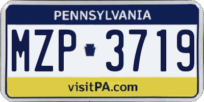 PA license plate MZP3719