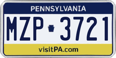 PA license plate MZP3721