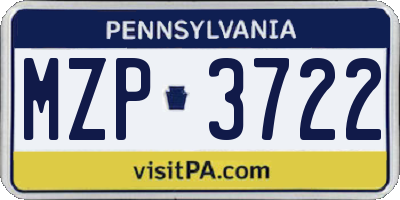 PA license plate MZP3722