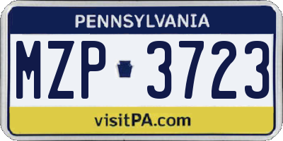 PA license plate MZP3723
