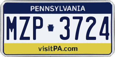 PA license plate MZP3724