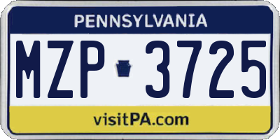 PA license plate MZP3725