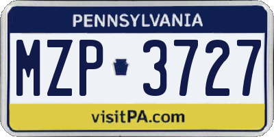 PA license plate MZP3727