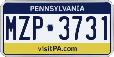 PA license plate MZP3731