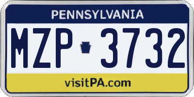 PA license plate MZP3732