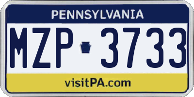 PA license plate MZP3733