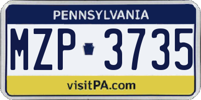PA license plate MZP3735