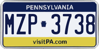 PA license plate MZP3738