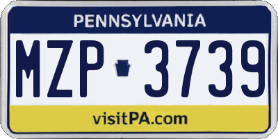 PA license plate MZP3739