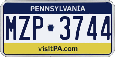PA license plate MZP3744
