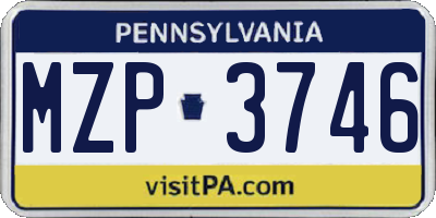 PA license plate MZP3746