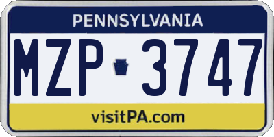 PA license plate MZP3747