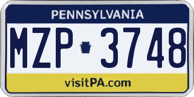 PA license plate MZP3748