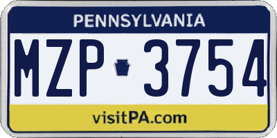 PA license plate MZP3754