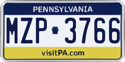 PA license plate MZP3766