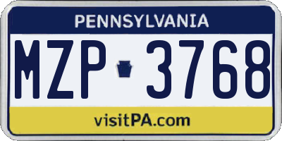 PA license plate MZP3768