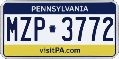 PA license plate MZP3772